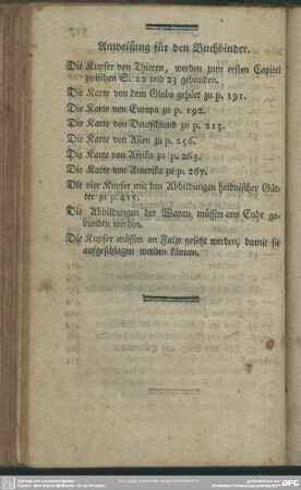 Anweisung für den Buchbinder