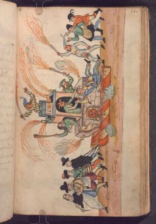 Hölle: Turm, von Menschen gezogen, 1419