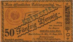 Lagergeld des Offizier-Gefangenenlagers Bad Colberg
