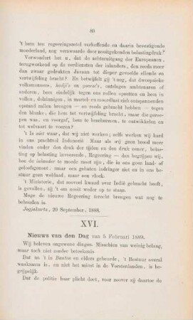 XVI. Nieuws van den dag, van 5 Februari 1889