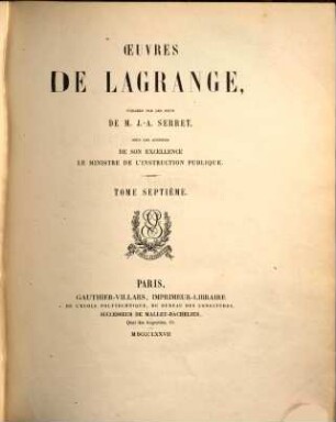 Œuvres de Lagrange, 7