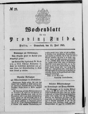 Nr. 23, Ausgabe vom 10. Juni 1843