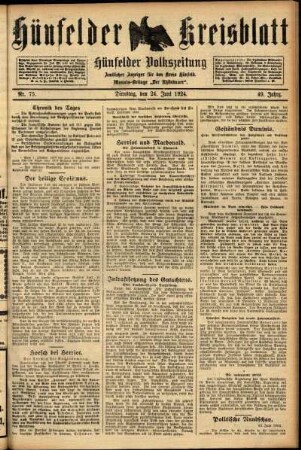 Ausgabe vom Dienstag, den 24. Juni 1924.