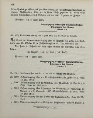 Nr. 126: Inhaltsverzeichnis aus Nr. 97 bis 101 des Reichs-Gesetzblattes