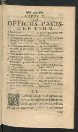 Caput IX. De Officiis Paciscentium
