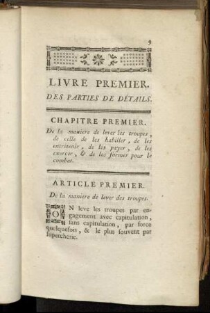 Chapitre premier. De la manier de lever les troupes,[...]