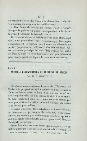 Nouvelle démonstration du théorème de Stokes.