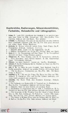 Kupferstiche, Radierungen, Schwarzkunstblätter, Farbstiche, Holzschnitte und Lithographien (Nr. 1-2232)