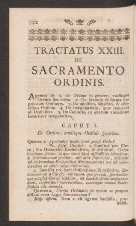 Tractatus XXIII. De Sacramento Ordinis.