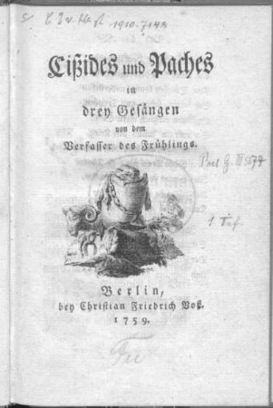 Cißides und Paches : in drey Gesängen