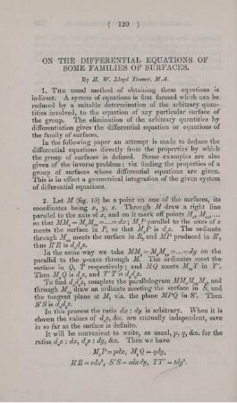 On the differential equations of some families of surfaces.
