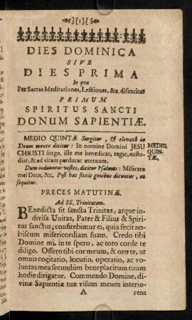 1-105, Dies Dominica Sive Dies Prima