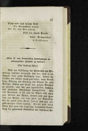 "Was ist von körperlichen Züchtigungen in pädagogischer Hinsicht zu halten"? : (eine Conferenz-Arbeit)