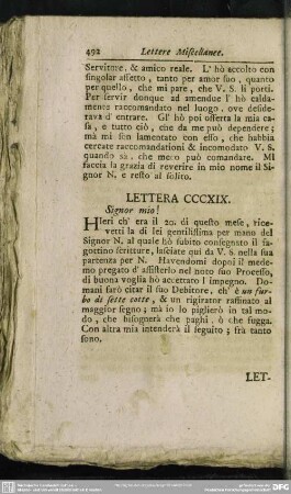 Lettera CCCXIX. Signor mio!