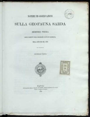 Mem. 3: Risultamento Di Ricerche Fatte In Sardegna Nella Estate Del 1883