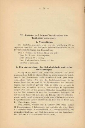 II. Äussere und innere Verhältnisse der Taubstummenschule
