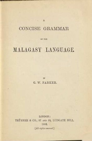 A concise grammar of the Malagasy language