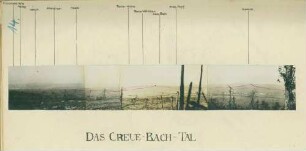 Foto gegnerischer Stellungen im Creue-Bach- Tal, links im Hintergrund die Maas, recht der Ort Spada östlich von Rouvrois-sur-Meuse