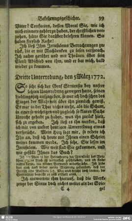 Dritte Unterredung, den 5 März 1772