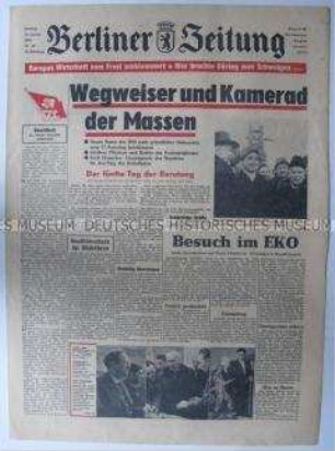 Tageszeitung "Berliner Zeitung" zum VI. Parteitag der SED