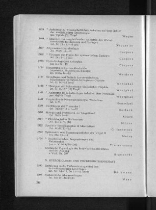 N. Hydrobiologie und Fischereiwissenschaft