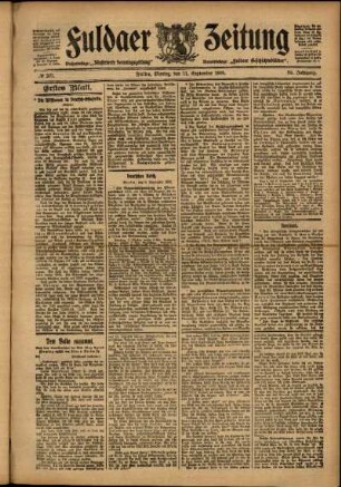 Erste Ausgabe vom Montag, den 11. September 1905.