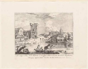 Dorf an einem Fluss, Bl. 11 der Folge "Varia Marci Ricci pictoris praestantissimi experimenta"