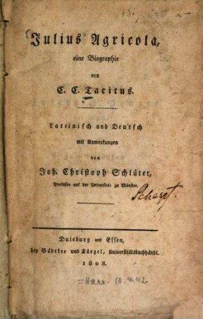 Iulius Agricola : eine Biographie von C. C. Tacitus