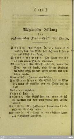 Alphabetische Erklärung der vorkommenden Kunstausdrücke der Marine