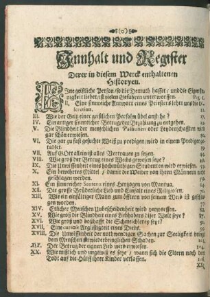 Innhalt und Register Derer in diesem Werck enthaltenen Historyen