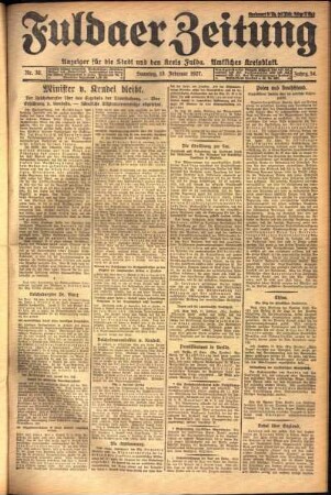 Erste Ausgabe vom Sonntag, den 13. Februar 1927.