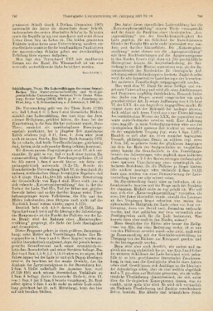 747-749 [Rezension] Schicklberger, Franz, Die Ladeerzählungen des ersten Samuel-Buches