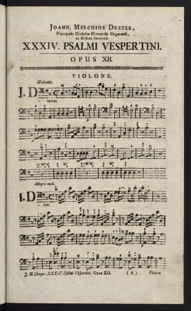 1-48, XXXIV. Psalmi Vespertini. Opus XII. Violone.