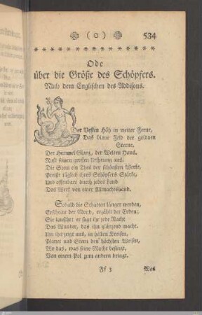 19. Ode über die Größe des Schöpfers.
