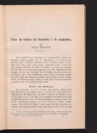 Ueber die Gefässe der Chorioidea des Kaninchens