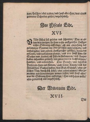 Des Advocaten Eidt. XVII.