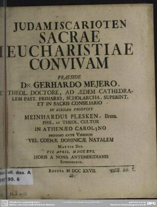 Judam Iscarioten Sacrae Eucharistiae Convivam