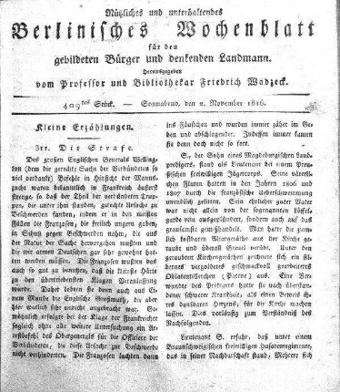 409tes Stueck, 2. November 1816