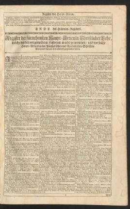 Register der fürnehmsten Haupt-Articuln Christlicher Lehr ...