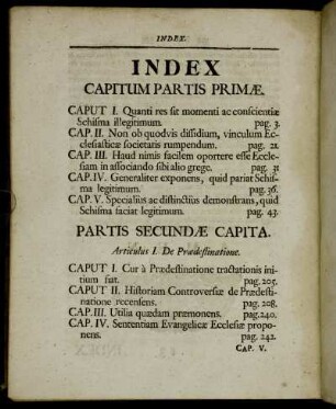 Index Capitum Partis Primæ. - Partis Tertiæ Capita.