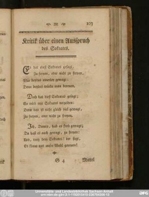 Kritik über einen Ausspruch des Sokrates.