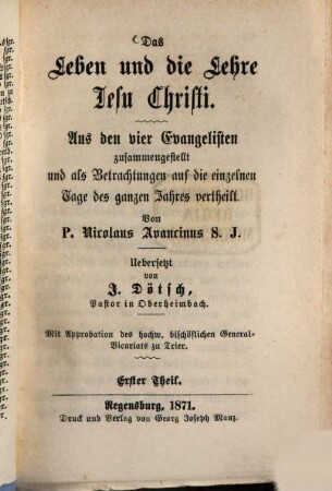 Das Leben und die Lehre Jesu Christi, 1
