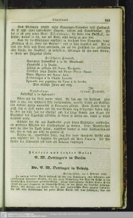 Fünfter und letzter Brief E. M. Oettinger's in Berlin an Dr. E. M. Oettinger in Leipzig