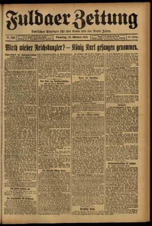 Ausgabe vom Dienstag, den 25. Oktober 1921.