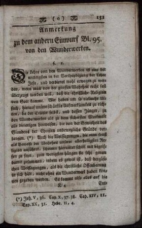Anmerkung zu dem andern Einwurf Bl. 95. von den Wunderwerken.