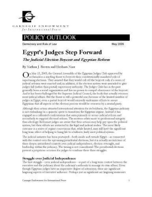 Egypt's judges step forward : the judicial election boycott and Egyptian reform