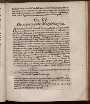 Cap. XV. De experimentis Magdeburgicis.