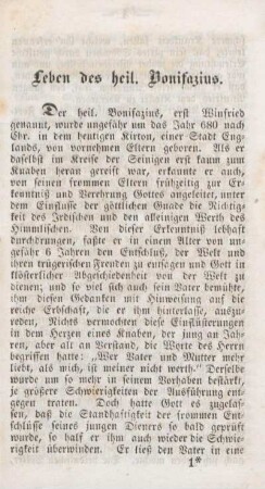 Leben des heil. Bonifazius.