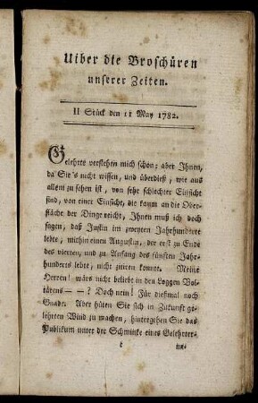 II. Stück den 11 May 1782