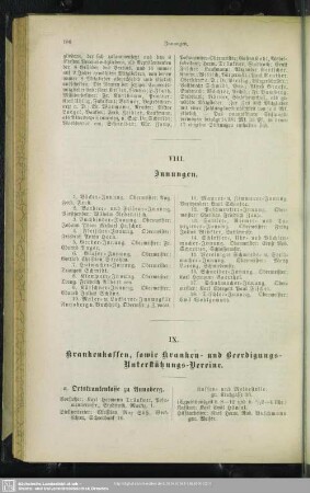 IX. Krankenkassen, sowie Kranken- und Beerdigungs- Unterstützungs-Vereine